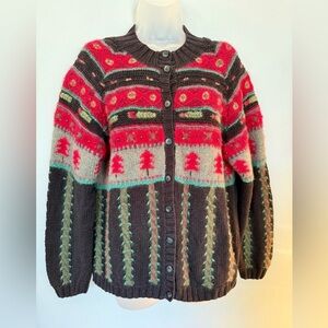 Talbots vintage Y2K Wool Blend Nordic Fair Isle Button Cardigan - Size M